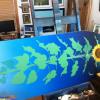 "Mammoth Sunflower" in progress
Acrylic on canvas mounted on plywood  
9 feet x 3 feet 
